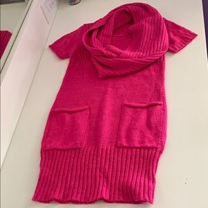 Pink dress with scarf  knit
